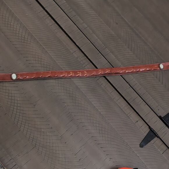 Vintage Leonardo Made In Italy Brown Woven Leather Belt  With Stone Detailing - Picture 6 of 12